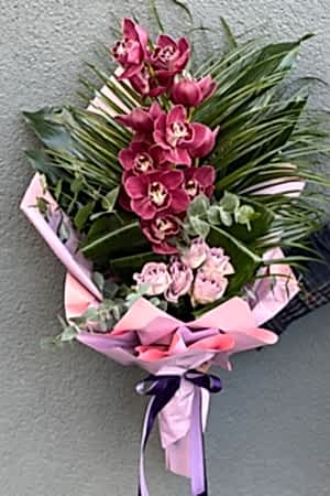 Claret Red Cymbidium Orchid Bouquet